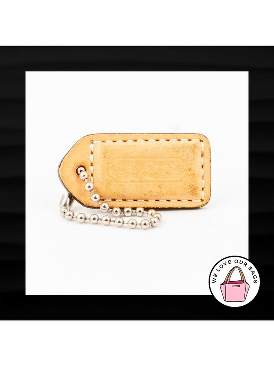Coach Accessories - 1.5" Small COACH TAN WHITE LEATHER KEY FOB CHARM KEYCHAIN HANG TAG WRISTLET